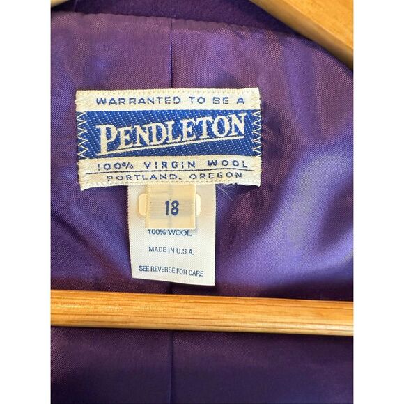 Vintage Pendleton Women's Size 18 100% Wool Blazer Jacket Bright Purple Daphne - Picture 10 of 13
